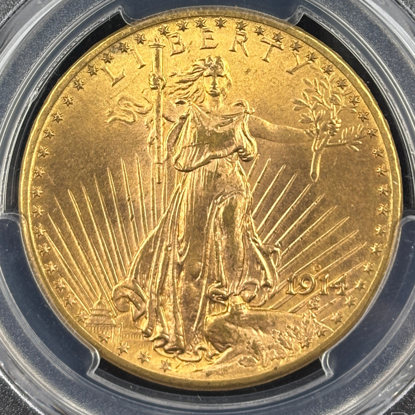 1914-D $20 Saint-Gaudens $20 Double Eagle Gold Coin Pre-33 PCGS MS64 CAC