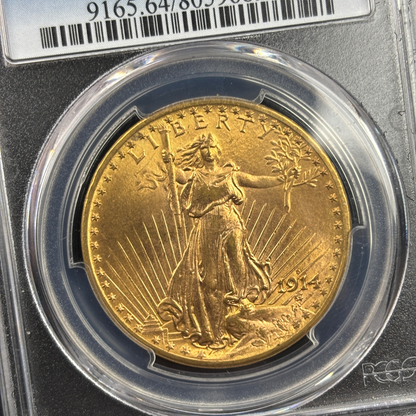 1914-D $20 Saint-Gaudens $20 Double Eagle Gold Coin Pre-33 PCGS MS64 CAC