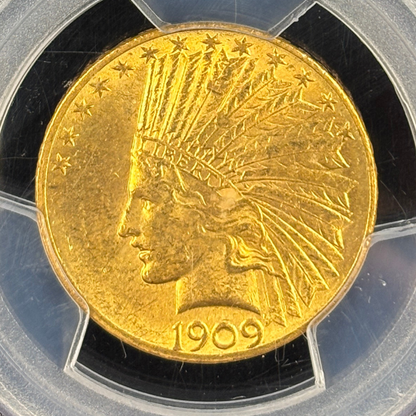1909 $10 Indian Head Eagle Gold US Coin PCGS MS63 Elusive Key Date Frosty Luster