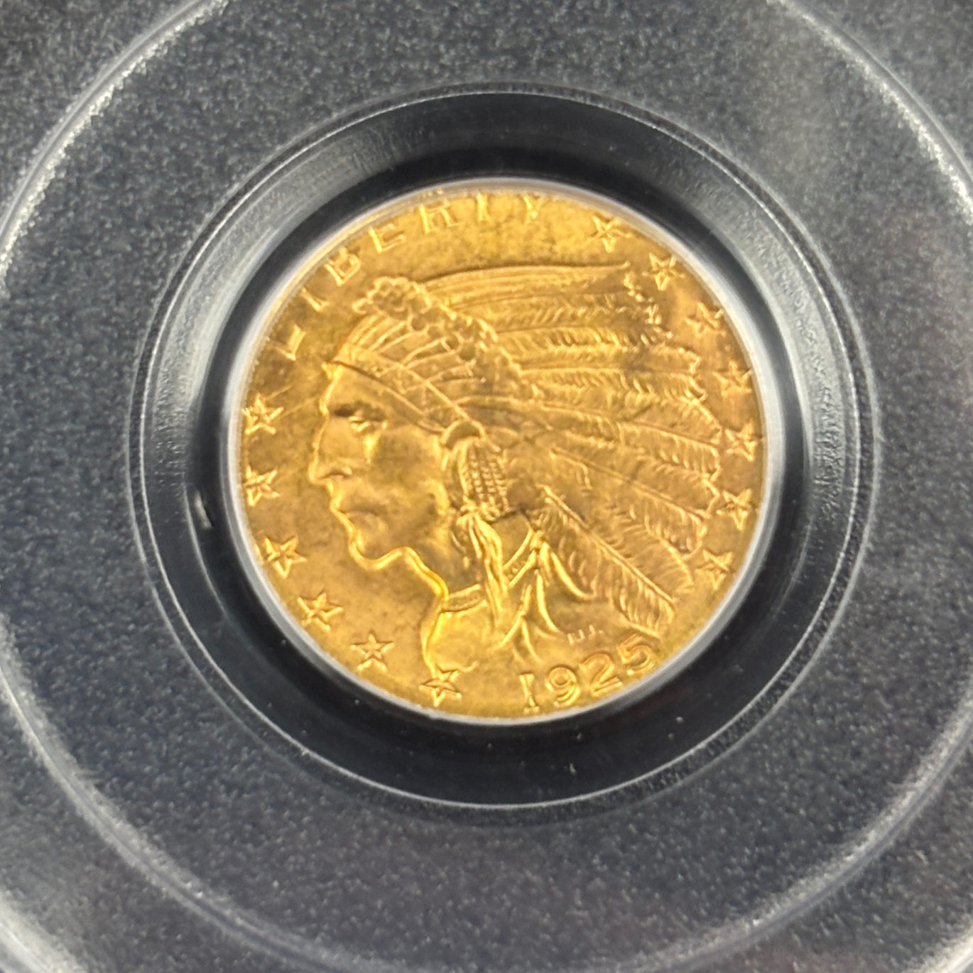 1925 D $2.5 Indian Head Quarter Eagle Gold Coin PCGS MS64 CAC Old Holder