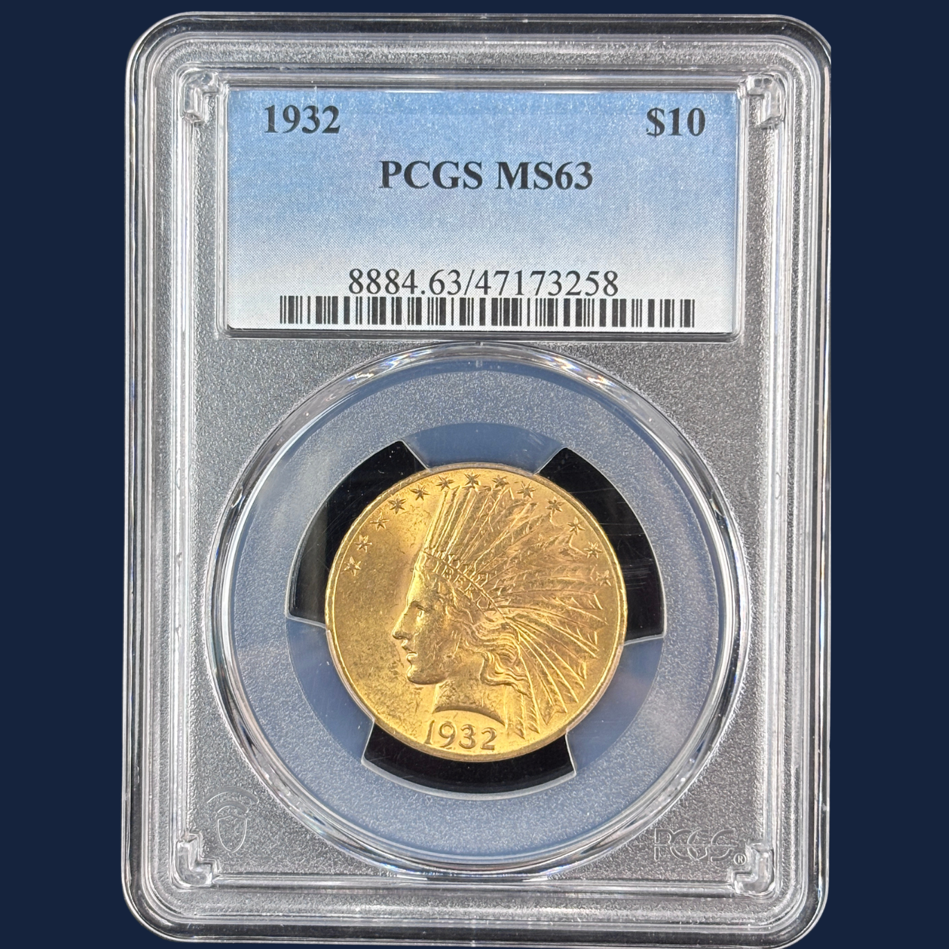 1932 $10 Indian Head Gold Eagle PCGS MS63 Flashy