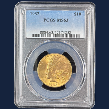 1932 $10 Indian Head Gold Eagle PCGS MS63 Flashy