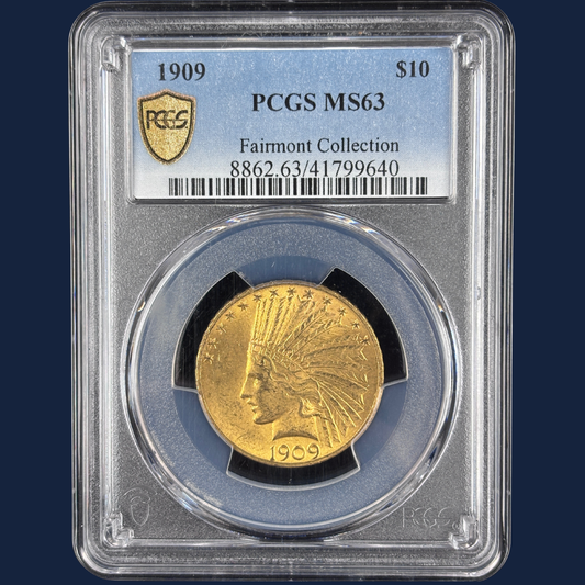 1909 Indian Head Eagle $10 Gold Coin PCGS MS63 Fairmont Low Mintage