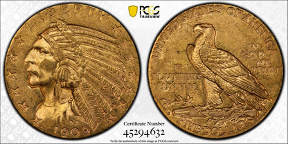 1909 D $5 Indian Head Half Eagle PCGS MS63 CAC Stunner