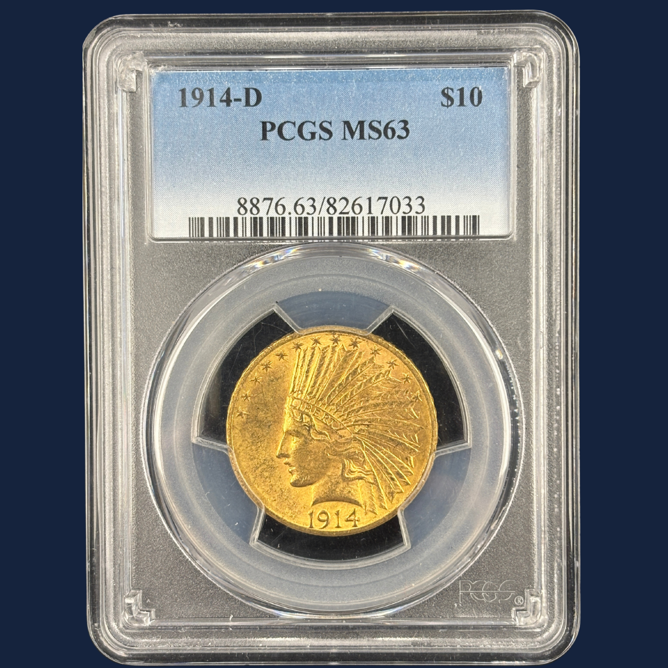 1914 D $10 Indian Head Eagle Gold US Coin Solid for the Grade PCGS MS63
