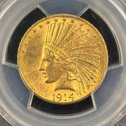 1914 D $10 Indian Head Eagle Gold US Coin Solid for the Grade PCGS MS63