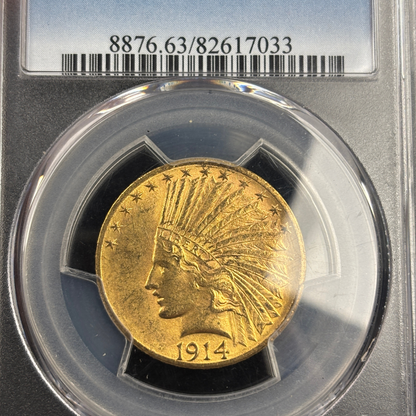 1914 D $10 Indian Head Eagle Gold US Coin Solid for the Grade PCGS MS63