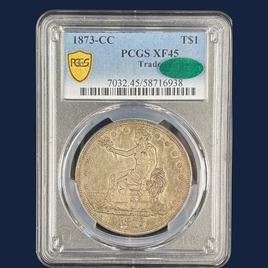 1873-CC Carson City Trade Dollar PCGS XF45 CAC Rare Key Date Issue Original PQ