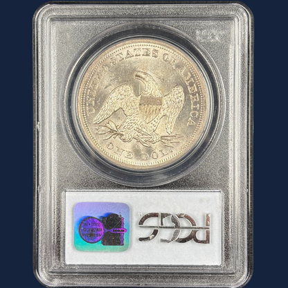 1859 O Liberty Seated Dollar PCGS MS63 Frosty Original