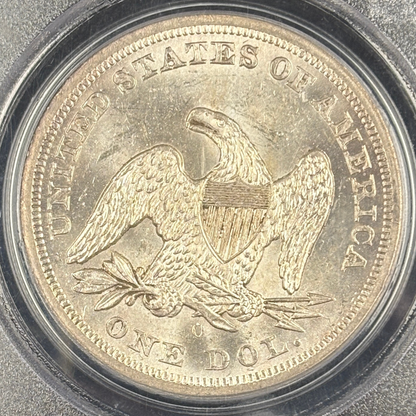 1859 O Liberty Seated Dollar PCGS MS63 Frosty Original