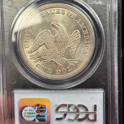 1859 O Liberty Seated Dollar PCGS MS63 Frosty Original