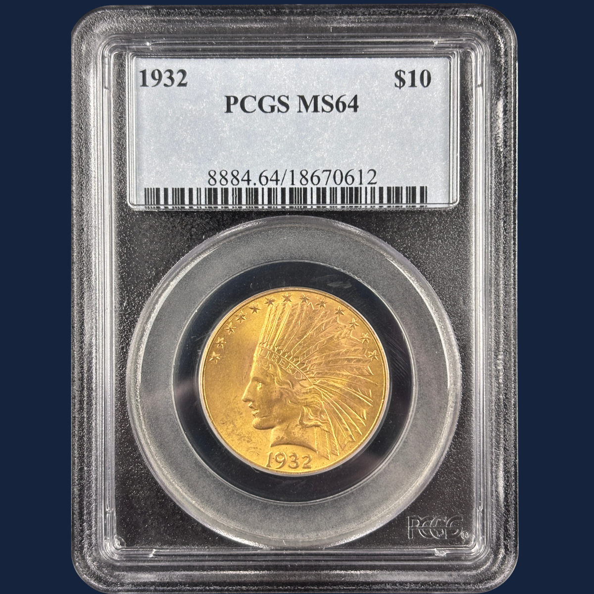 1932 $10 Indian Head Gold Eagle PCGS MS64 Older Blue Holder